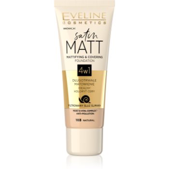 Eveline Cosmetics Satin Matt machiaj cu efect matifiant extract de melc - imagine 2